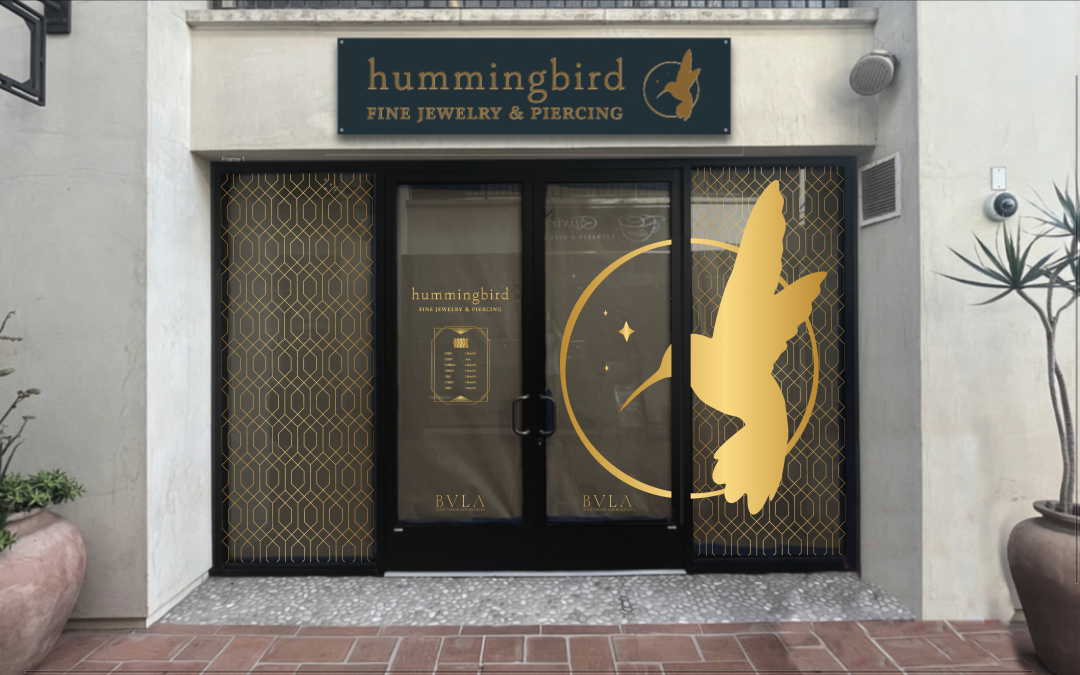 Storefront Vinyl Decal Design for Hummingbird Fine Jewelry & Piercing